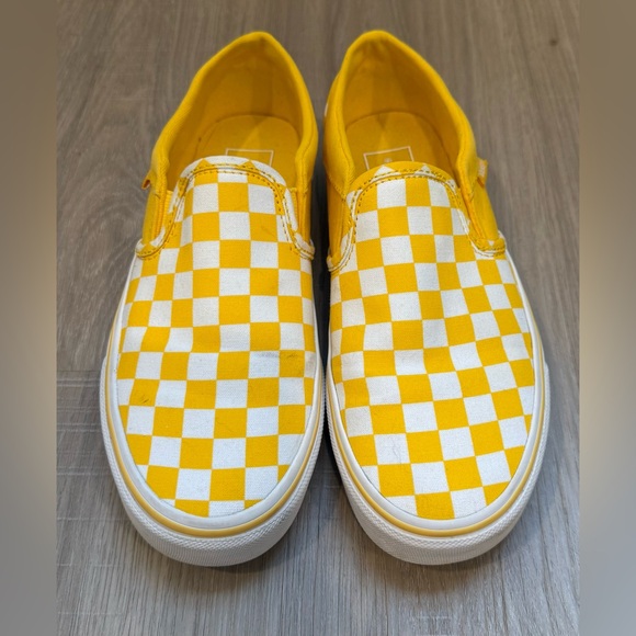 Vans Checkerboard Slip Ons Yellow White Size 7 Women’s Classic Skate Shoes - Picture 2 of 6